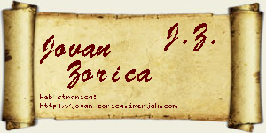Jovan Zorica vizit kartica